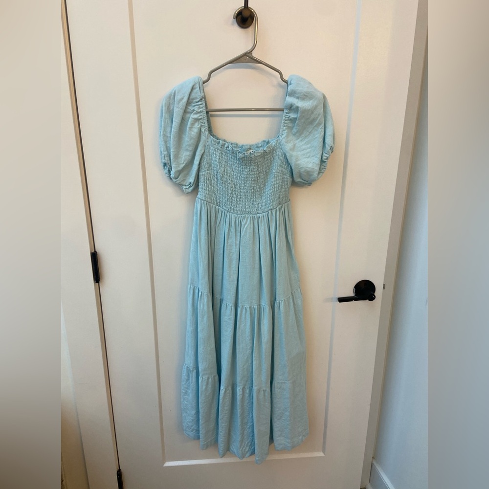 Abercrombie & Fitch Light Blue Puff Sleeve Dress